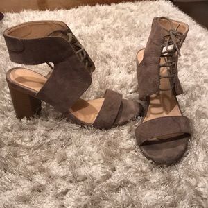Charlotte Russe grey suede lace up heels